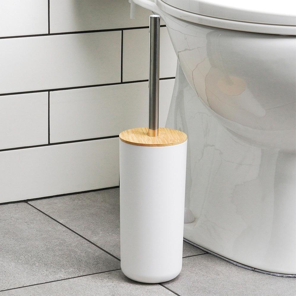 Bathroom Set: Mug, Toilet Brush, Waste Bin, Soap Dispenser, Stand