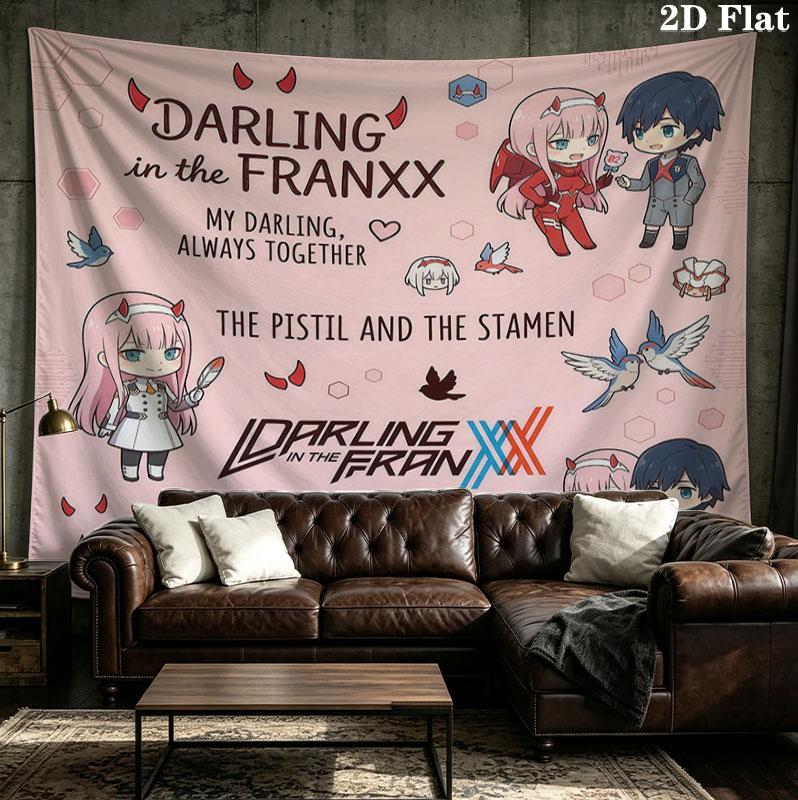 Franxx Wall Tapestry Aesthetic Wall Hanging Printed Fabric Blanket Decorative Tapestries For Bedroom Living Room Home Decor