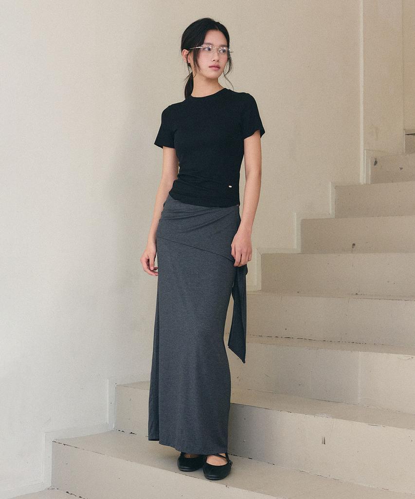 GENERALIDEA Acetate Round Neck T-Shirt [Black] / Gf2Lts509