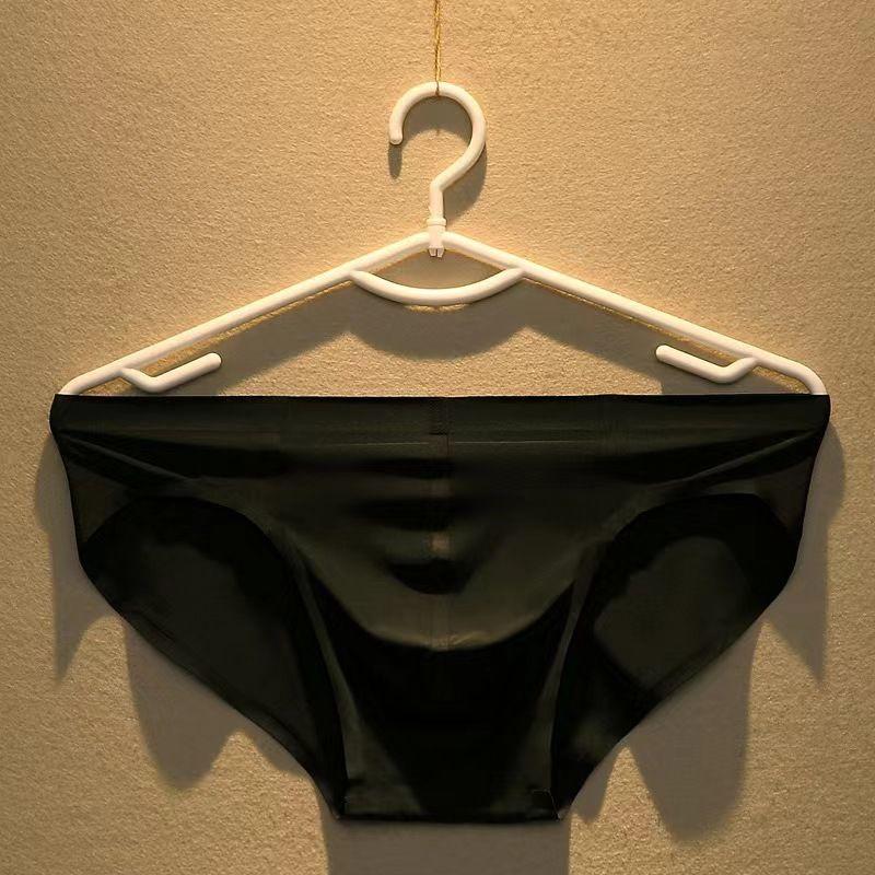 1PC Men's Underwear Ice Silk Seamless Sexy Briefs Pants Solid Color Youth Lightweight Shorts Summer