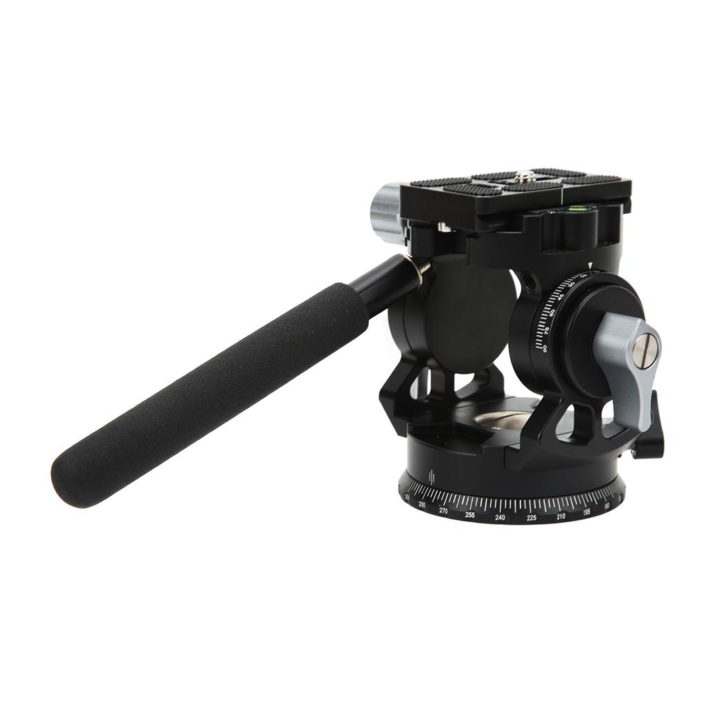 Fluid Tripod Head with Quick Release Plate and Handle Aluminum Alloy Panoramic Fluid Drag Pan Head for DSLR Cameras