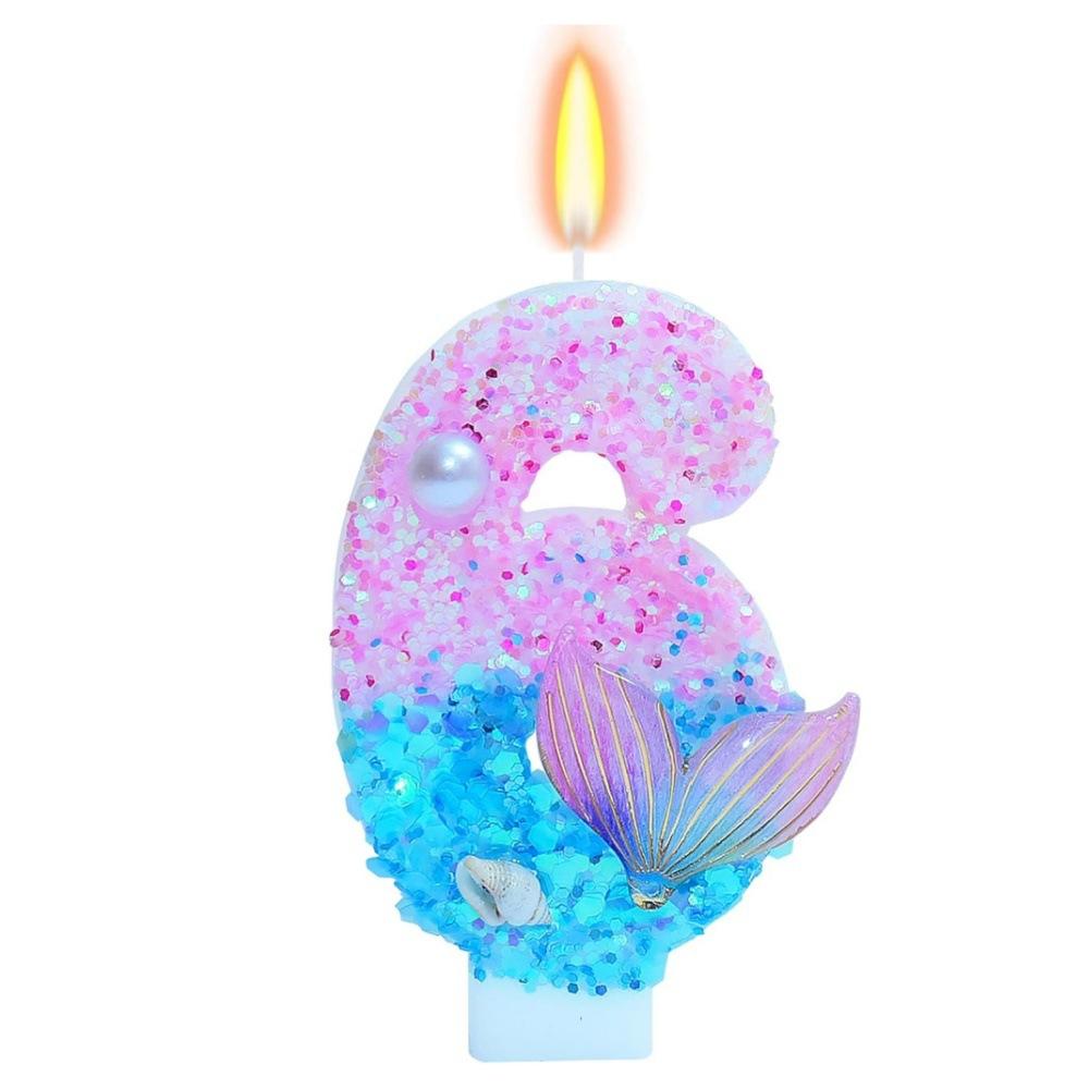 Number Shaped Birthday Candle 0-9 Glitter Design with Decorative Elements for Cake Decoration and Party Supplies Suitable for Baking Events