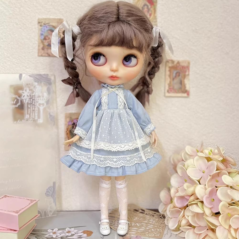 Rakulifey Blythe poppenkleding, outfit, jurk, jurk uit één stuk, Neo Blythe outfit, Obitsu 24 compatibel, 3 kleuren (roze)