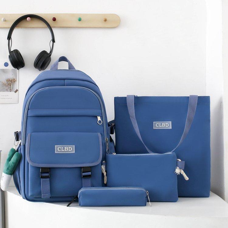 Schoolbag New Four-piece Fashionable Versatile Large-capacity Schoolbag Third To Fifth and Sixth Grades Middle and High School Students Backpack