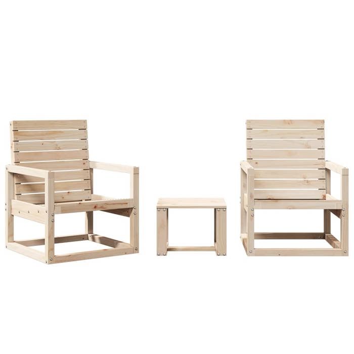 VidaXL Salon de Jardin 3 pcs, Sièges de Patio, Ensemble de Meubles, Mobilier de Terrasse Arrière-cour Extérieur, Bois Massif 832552