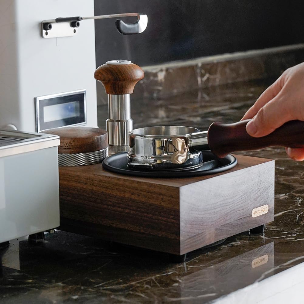 Watchget Knock Box Espresso Knock Box Knock Box Tamper and Distributor Stand Storage Compatible with Walnut Coffee Knock Box Coffee Residue Bucket