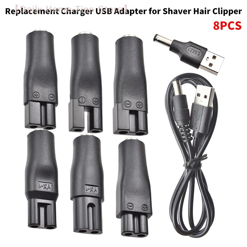 8 Stück 5V Stromkabel, Universelles USB-Adapterkabel für Elektrorasierer & Haarschneider, Ersatzladegerät