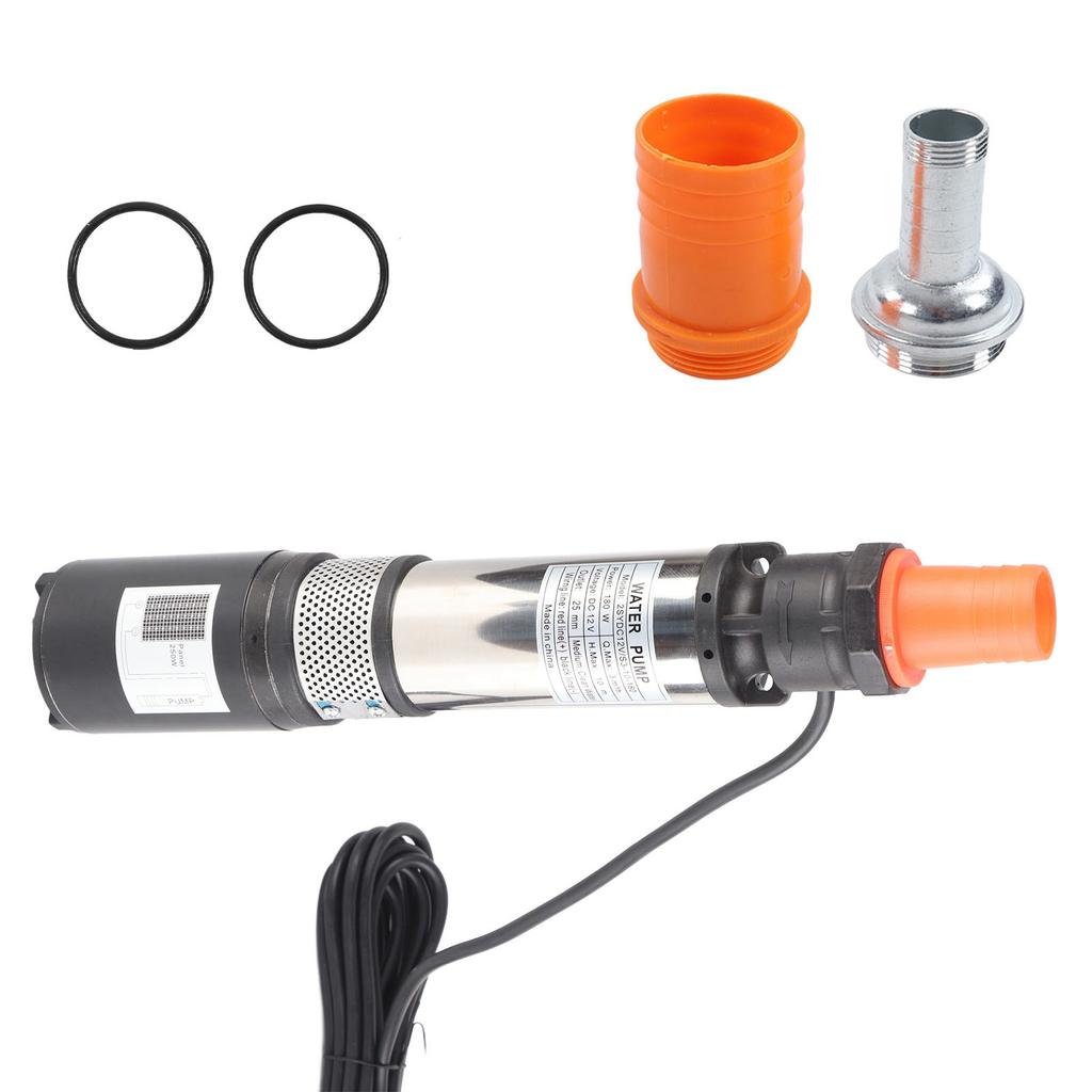 DC 12V Solar Water Pump Copper Wire Motor High Lift Stainless Steel Submersible Well Pump 180W