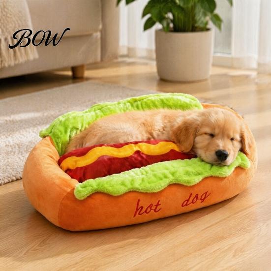 Soft Corduroy Pet Nest Hot Dog Bed, Cute Cozy Snuggle Removable Washable Pad, Funny Warm Sleeping Bed for Kittens Bun Plush Small Dogs Cats