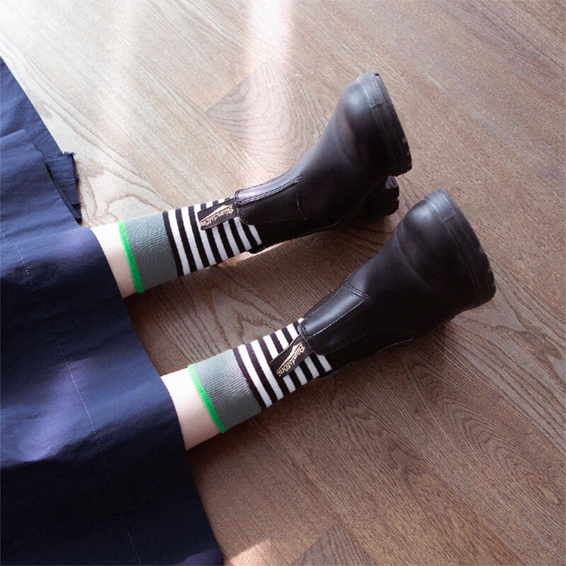 [Burger Package] 2 Pairs of Striped Fashion Socks 2 pairs of mint
