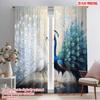 2pcs,2D Plane Printing Curtain Fabric Peacock Duo Polyester Woven (without Rod) Outdoor Decorations Perfect for Living Room,