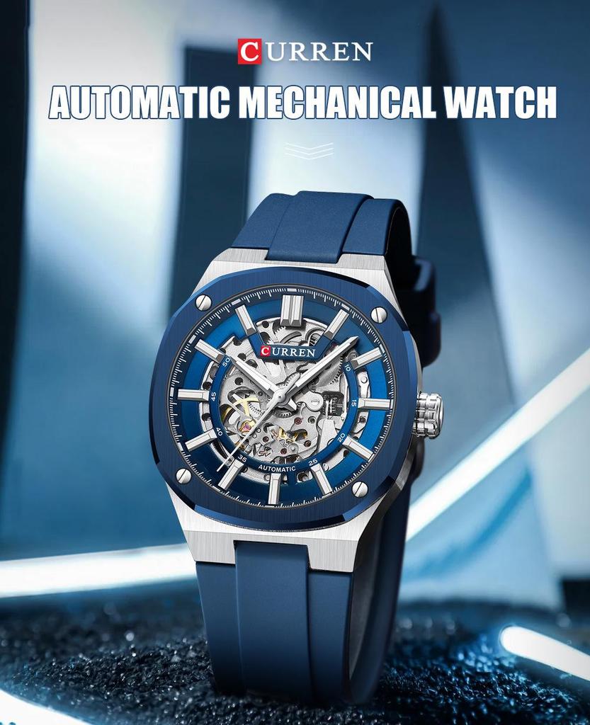 CURREN 8485 Men's Casual Skeleton Mechanical Watch