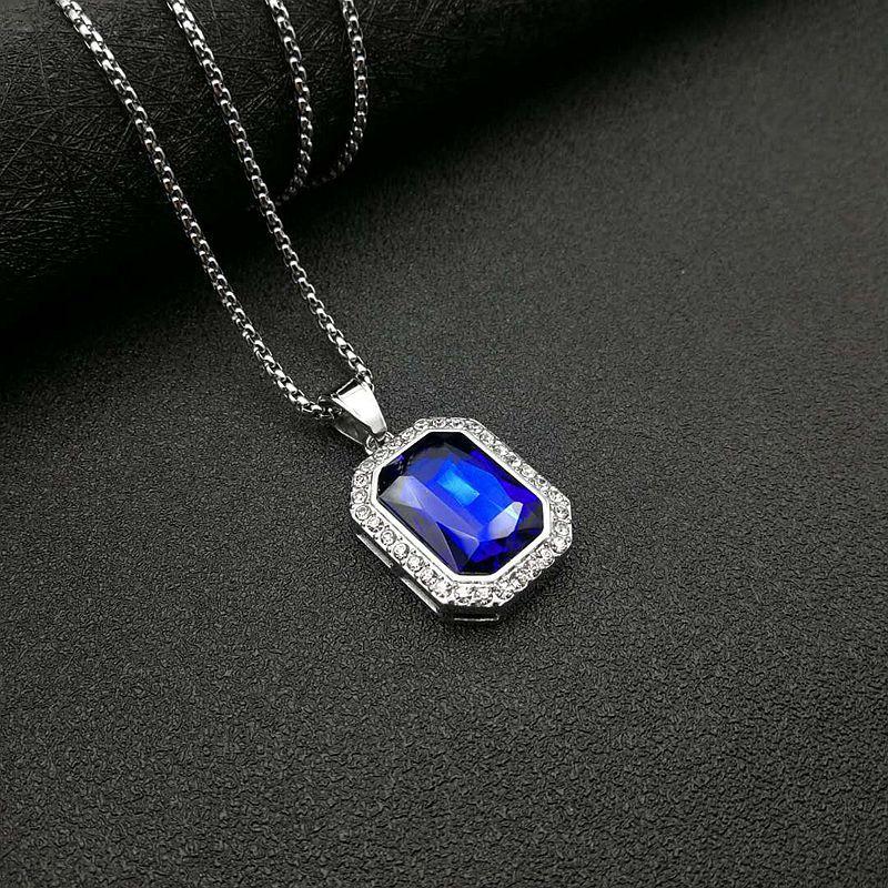 Hip Hop Stainless Steel Pendant Gold Color Rhinestone Rhinestone Necklace Drop Shipping 60cm