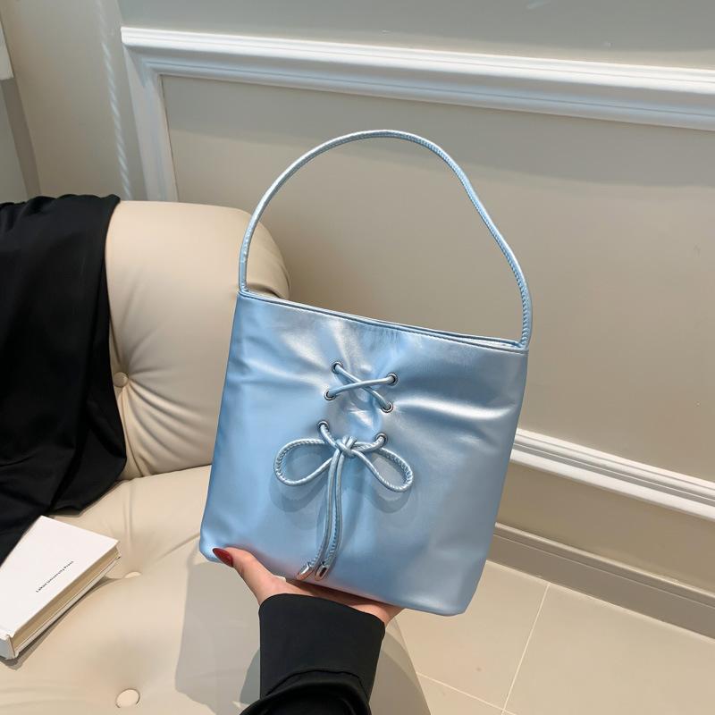 

Модная сумка-ведро 2024 года, летняя новая женская сумка, симпатичная сумка с бантом на ремне, простая сумка через плечо