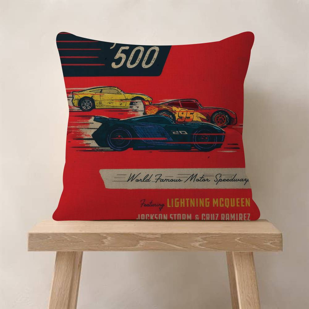 Office Cushion Pillowcase Car Cushion Cover45X45Cm Lumbar Pillowcase Sofa Pillowcover Movie Classic Lightning Car Mcqueen Peach skin 18*18(CM)-1Pcs