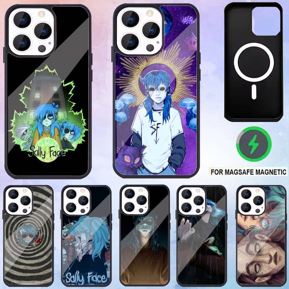 Cartoon S-Sally Face SF Phone Case For iPhone17,16,15,14,13,12,11 Plus,Pro Max Magnetic For Magsafe Wireless Charging