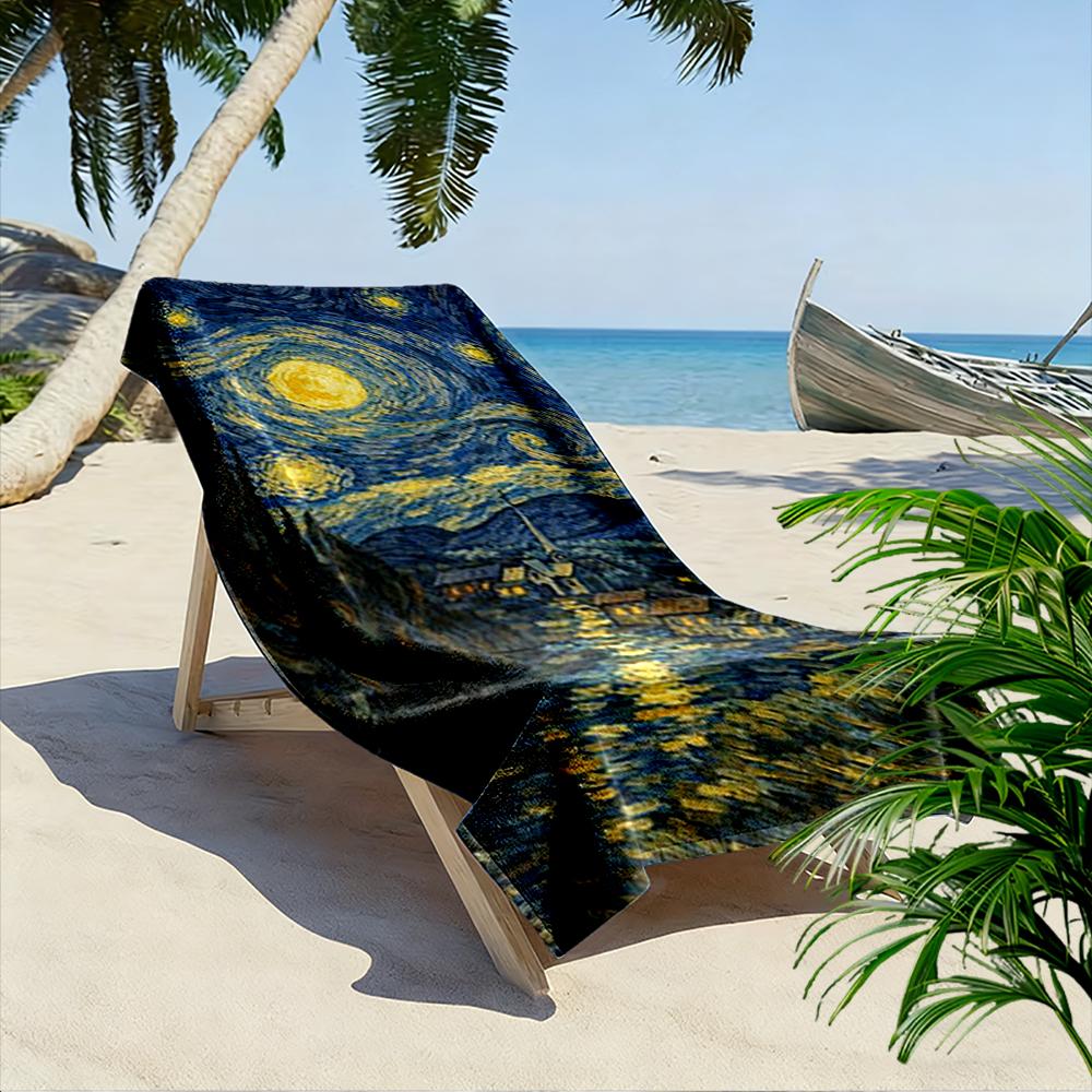 Starry Night Artistic Painting Design Beach towel quick-drying for travel outdoor sports jogging beach and swimming
