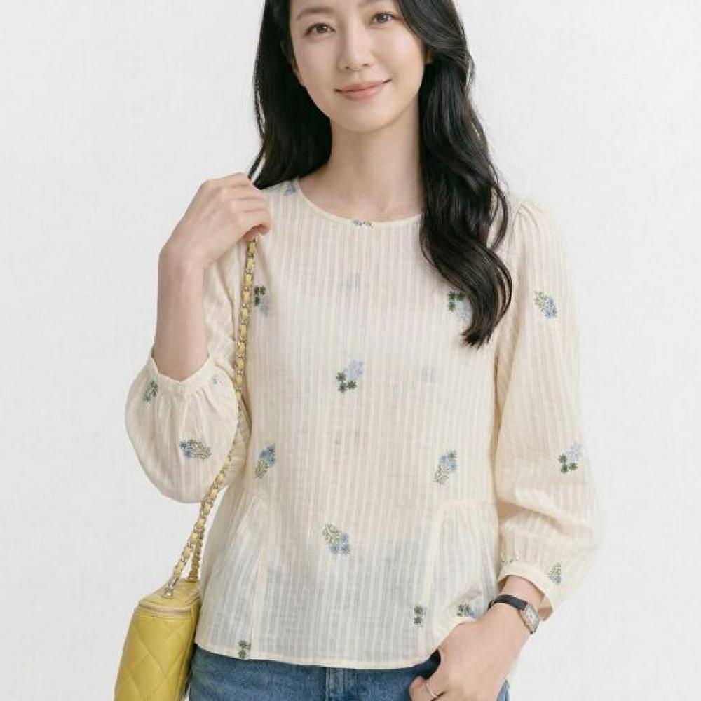 Navava Women S Floral Embroidery Round Neck 3 4 Sleeve blouSe Nb3128