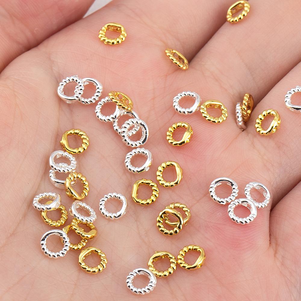 10pcs 20pcs Brass Twist End Bead Tip Double Holes Connector Rings End Cap Dia.5.3mm Necklace Bracelet Jewelry Making Accessories