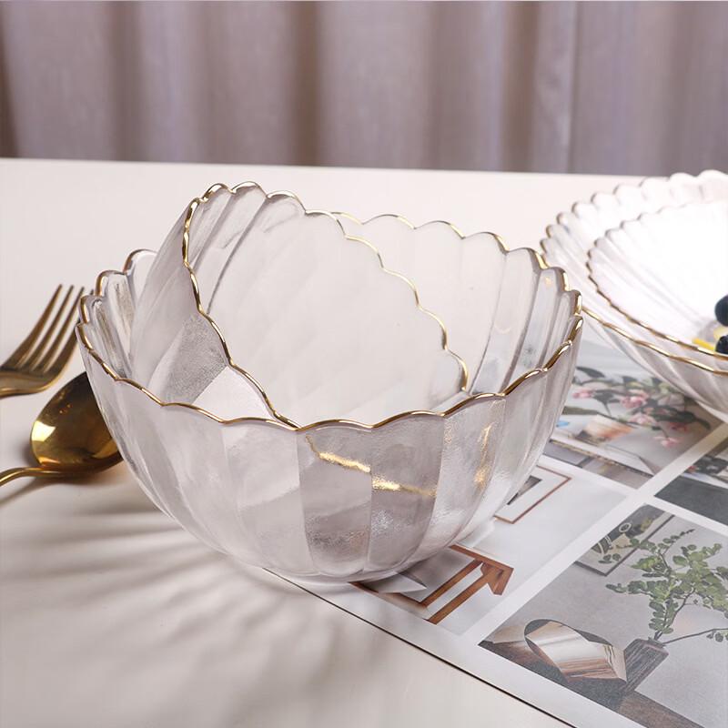 ZISIZ Petal-Shaped Gold-Rimmed Glass Serving Plate