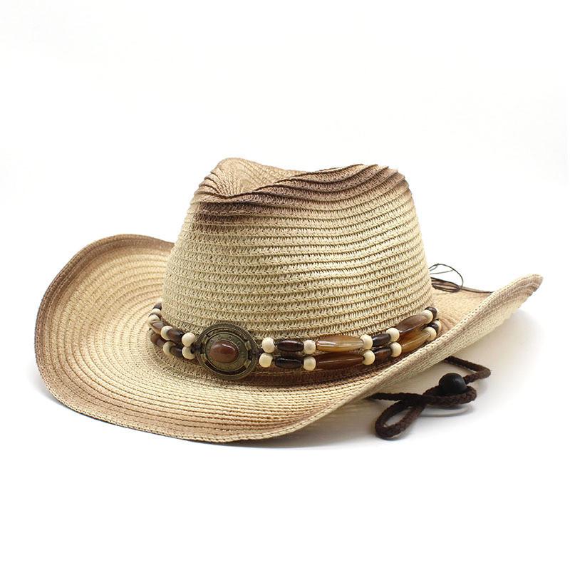 Ethnic Style Cowboy Sun Hat With Wide Brim Breathable Straw Summer Sun Protection For Men Women