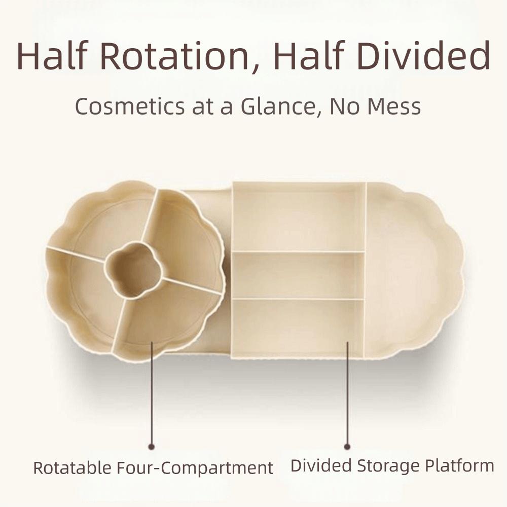 Plastic Cosmetic Storage Box 360° Rotating Large Capacity Makeup Brushes Holder Anti-slip Space Saving Makeup Organizer Desktop