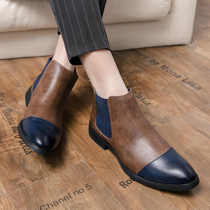 Fashion Designer Men's Chelsea Boots Patchwork Oxford Business Boots For Men Luxury Brand Italy Style Boots Moccasins Formal Dress Shoes