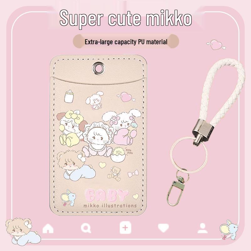 Mikko Cute Japan Cartoon Card Holder 2024: Soft Leather Double Slot for Girls' Campus and Meal Cards
