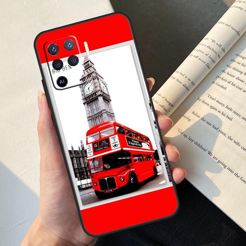 London Bus England Big Ben Case For Oppo A74 A57 A17 A77 A18 A38 A58 A78 A98 A54 A94 A80 A60 A40 A96 A76 A16 A15 A5 Pro