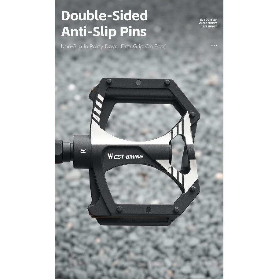 WEST BIKING Ultralight Bicycle Pedals Dual DU Sealed Bearings Nylon Anti-Slip 9/16" Universal Thread MTB BMX Road Bike Parts