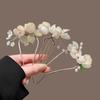 U Shape Jade Orchid Hairpin For Women Vintage Chinese Style Wrapping Flower Hairpin Handmade Metal Jewelry Hair Accessory