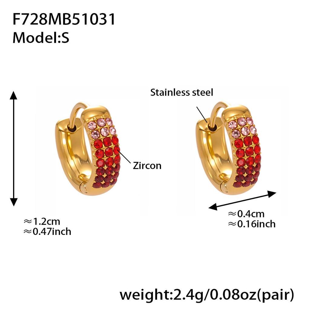 Qiong Yao Zircon Three-Row Diamond U-Shape Ear Cuff, 18k Gold Plated Stainless Steel Earrings