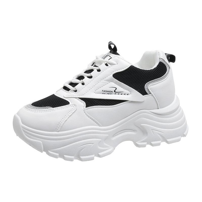 

Сетчатая обувь женская 2025 весна и осень новая корейская версия женской спортивной обуви студенческая толстая подошва увеличение роста дышащие кроссовки для папы женские 35 чёрный