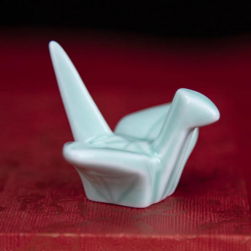 Ceramic Pen Rest Writing Brush Holder Chinese Calligraphy Paper Cranes Pen Holder for Watercolor Ink Painting Office Supplies