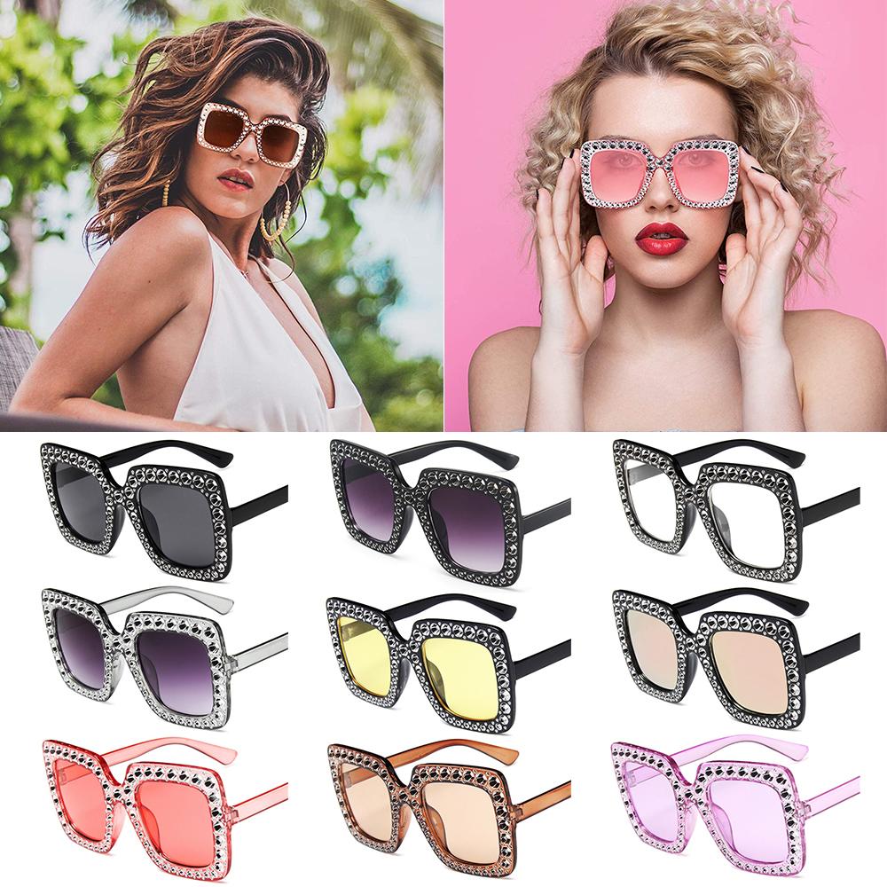 Retro V400 Crystal Sun Glasses Eyewear Square Sunglasses Oversized Sunglasses