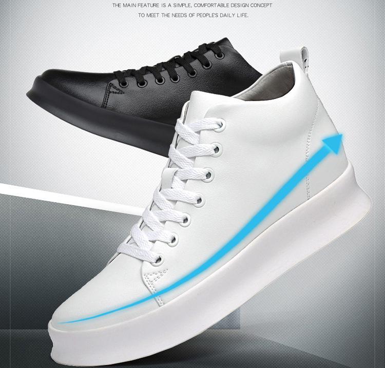 Men's Trendy 10cm Height-Increasing White Casual Shoes - Invisible Lift Sports Board Sneakers