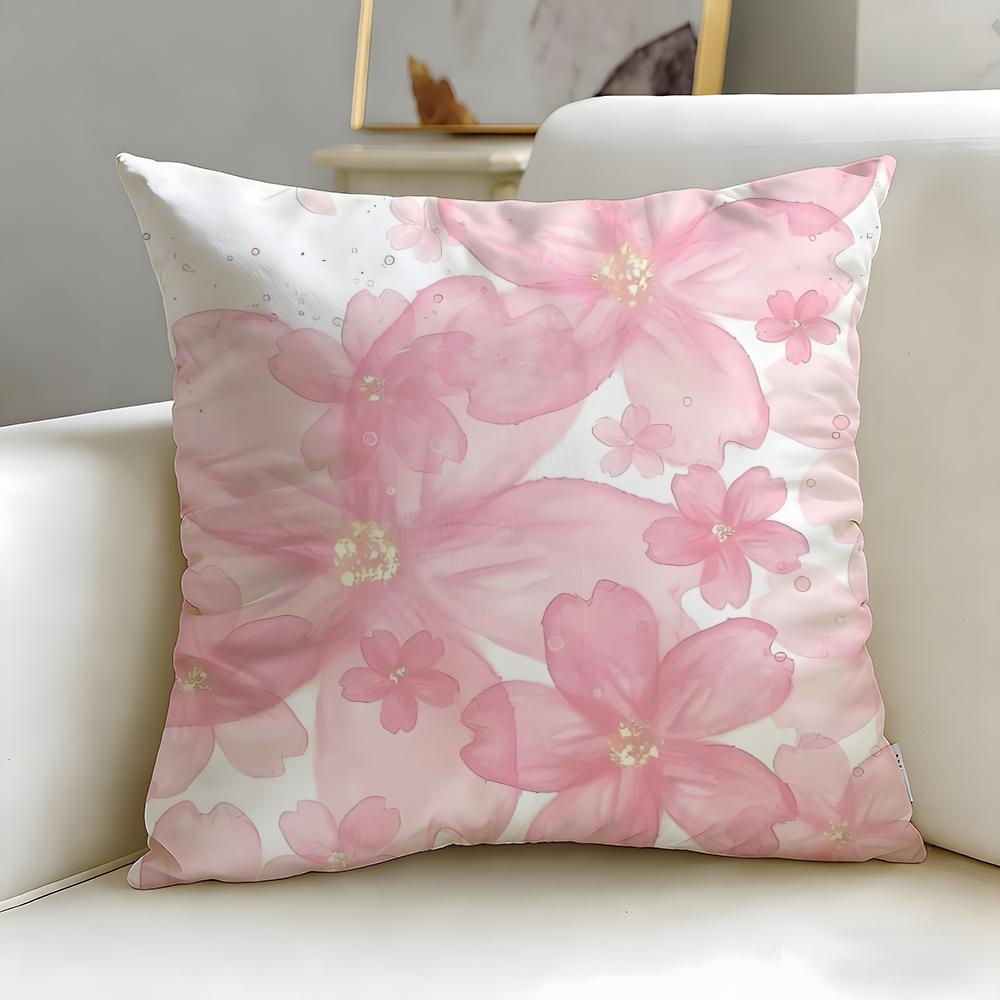 Light Pink Gentle Petals Cushion Cover Soft & Easy-Wash Pillow Case – Versatile For Couch, Bed, Travel And Office