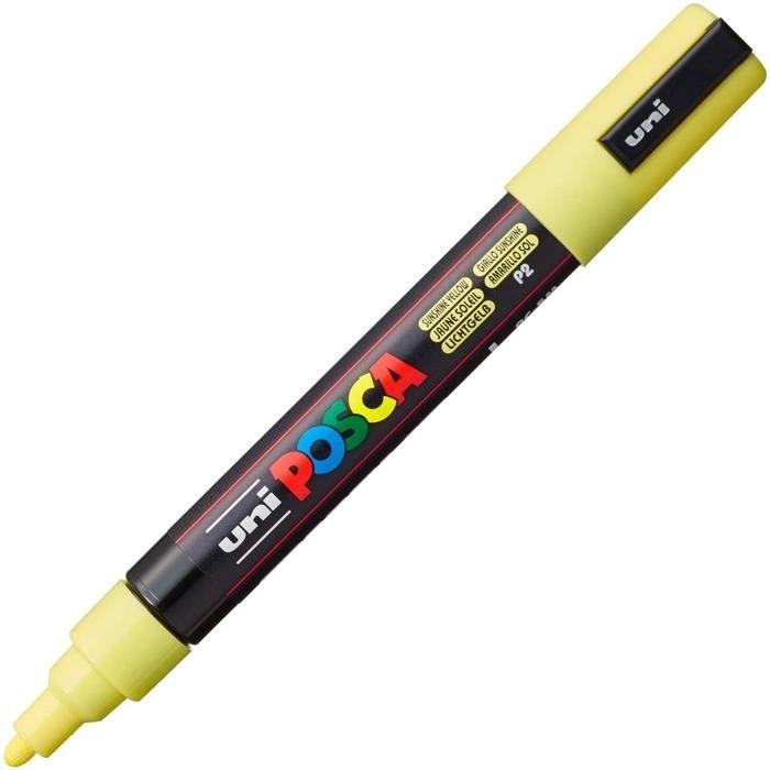 Marqueur à pigment - POSCA - PC-5M - Lot de 6 - Jaune soleil - Pointe ogive 1,8-2,5 mm