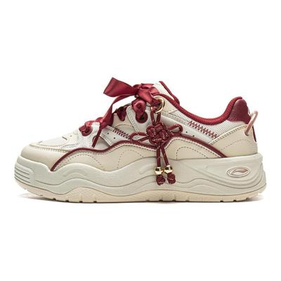 Butterfly Orchid CNY Year of the Horse Women's Low-Top Sneakers Gray Red AGCW008-3