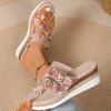 Fashion Printed Wedge Sandals for Women Ring Toe Double Buckle Platform Slippers Woman Summer Lightweight Non Slip Beach Sandals