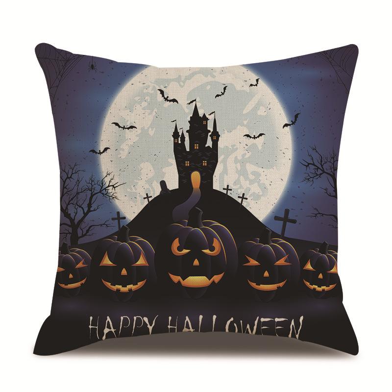 Halloween Linen Pillow Cover Printed Pillow Cover