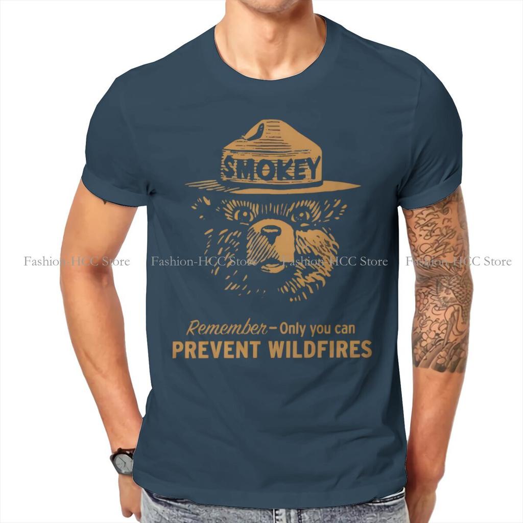 Smokey The Bear Rules Tshirt Vintage Unisex Grunge Teenager Clothing Tops Oversized Cotton Oneck T Shirt