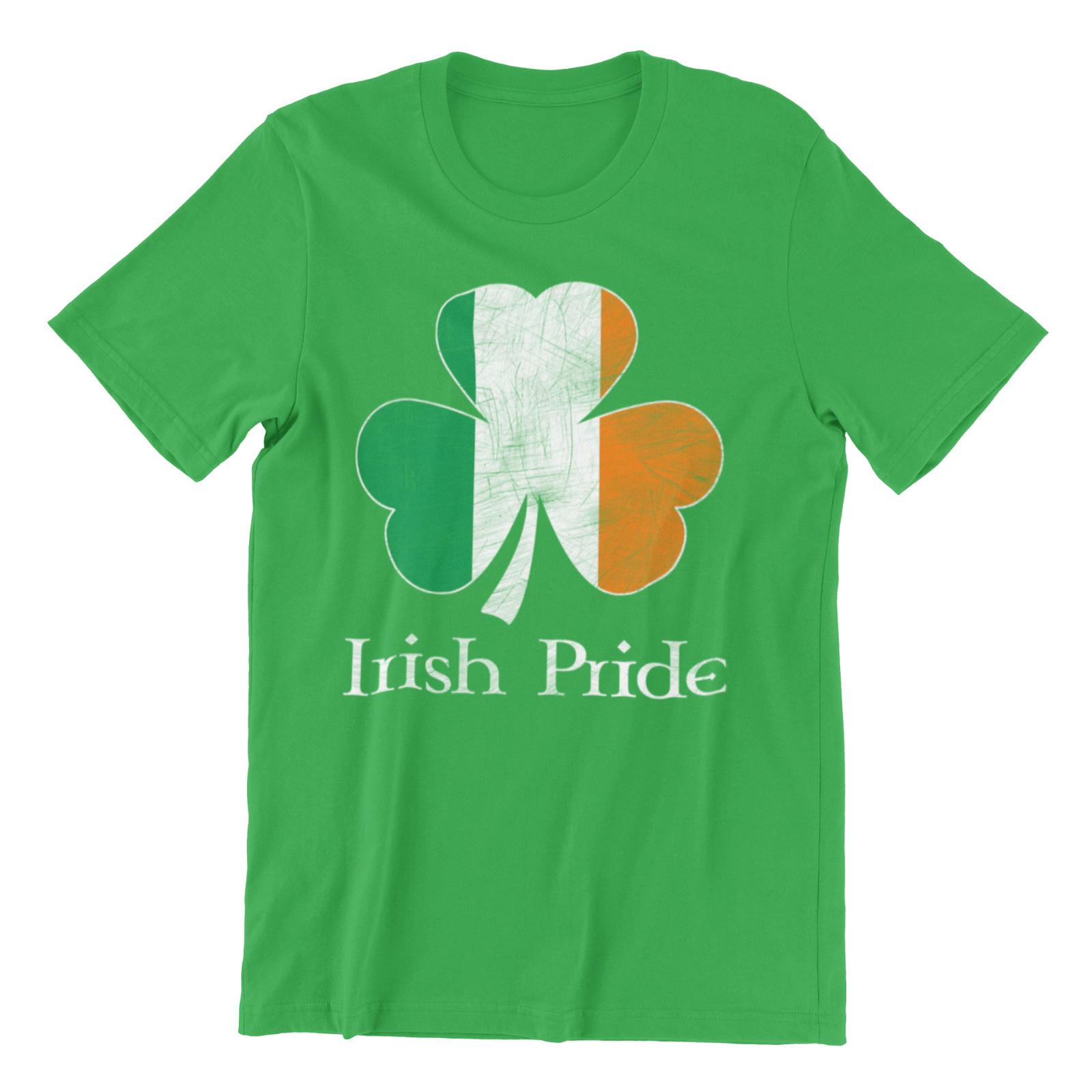 IRISH Pride ST Patricks Day T-Shirt Mens Womens Tees Top - Ireland Flag Shamrock Mens Womens Qrganic M