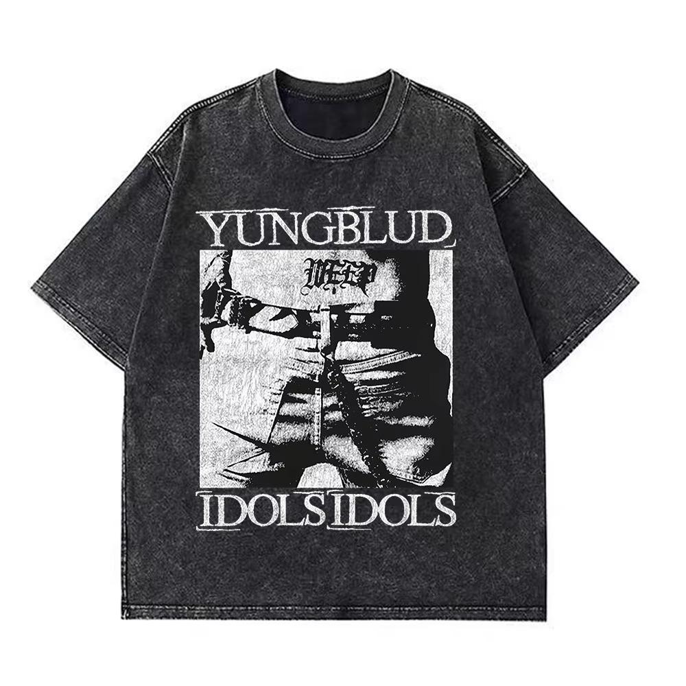 Yungblud IDOLS The World Tour Merch Retro Gewaschenes T-Shirt Herren Damen Hip Hop Rock Kurzarm T-Shirts Übergroße T-Shirts