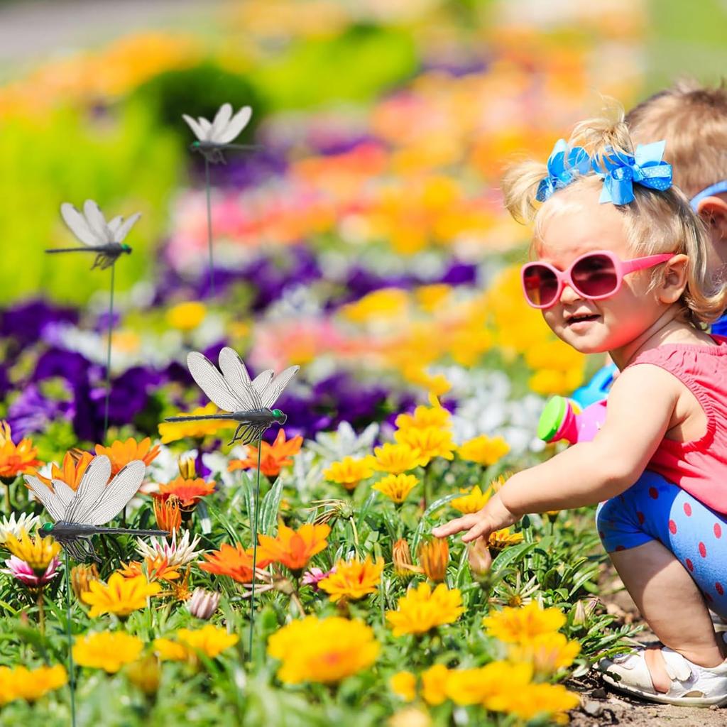 10 Pcs Decorative Stakes, Lifelike 3D Big Dragonflies PVC Dragon Fly Garden Stake for Indoor Outdoor Yard Balcony Plant Flower Pot Decor