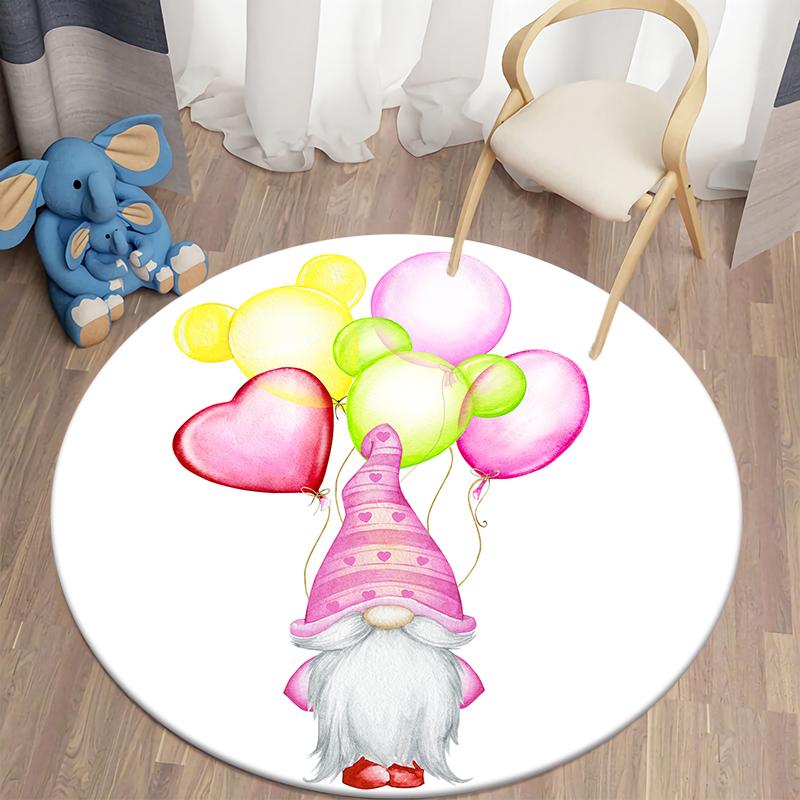 Valentine's Day Kawaii Printed Circular Carpet Home Living Room Bedroom Carpet Floor Decoration Anti Slip Floor Mat