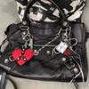 Y2K Rivet Heart Bag Charm Gothic Bag Pendant Fashion Leather Heart Keychain  Backpack Decor