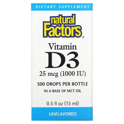 Vitamin D3 Drops, Unflavored, 25 Mcg (1,000 IU), 15 Ml (0.5 Fl Oz)