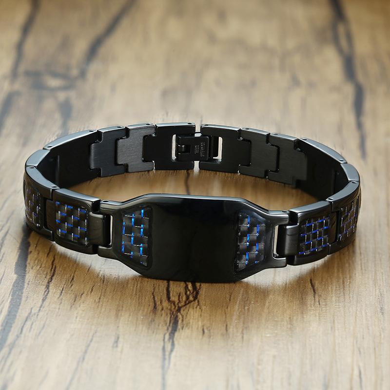 

Engravable Dragon Scorpion Wolf Carbon Fiber Male Bracelets Personalize Men ID Bracelet Stainless Steel Jewelry