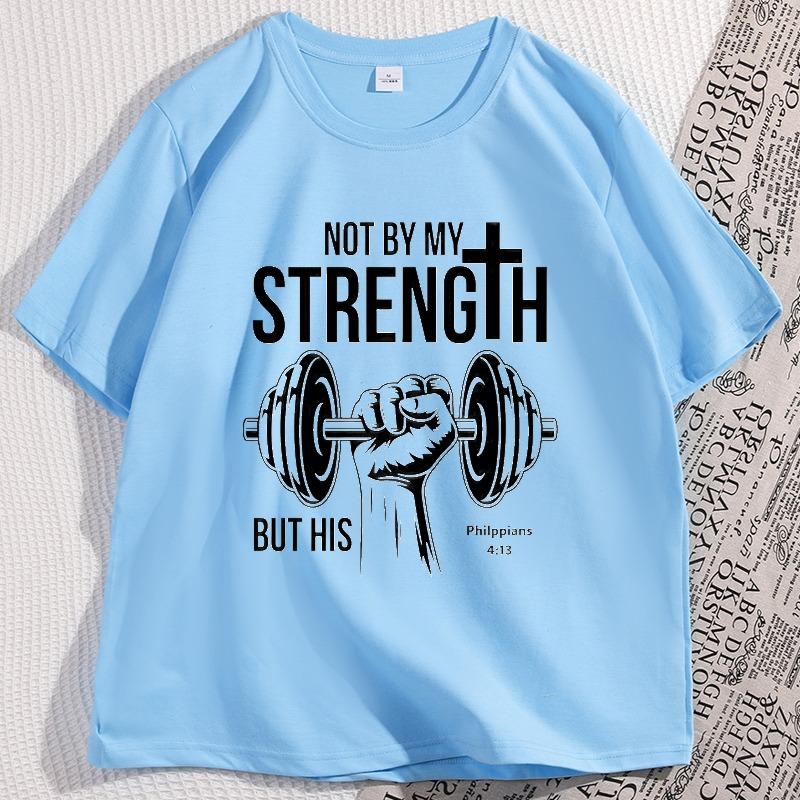 

My Strength Christian Men Bible Tshirt Gym Workout Weightlifting T Shirt Matching Christian Tshirt Funny Loose Cotton Tees 4XL